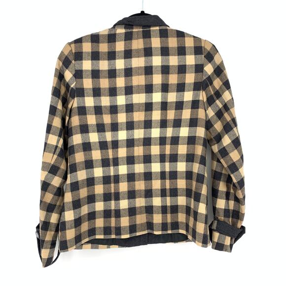 Pendleton Womens Size 6 Button Front Wool Plaid Jacket Camel Black - Picture 2 of 8